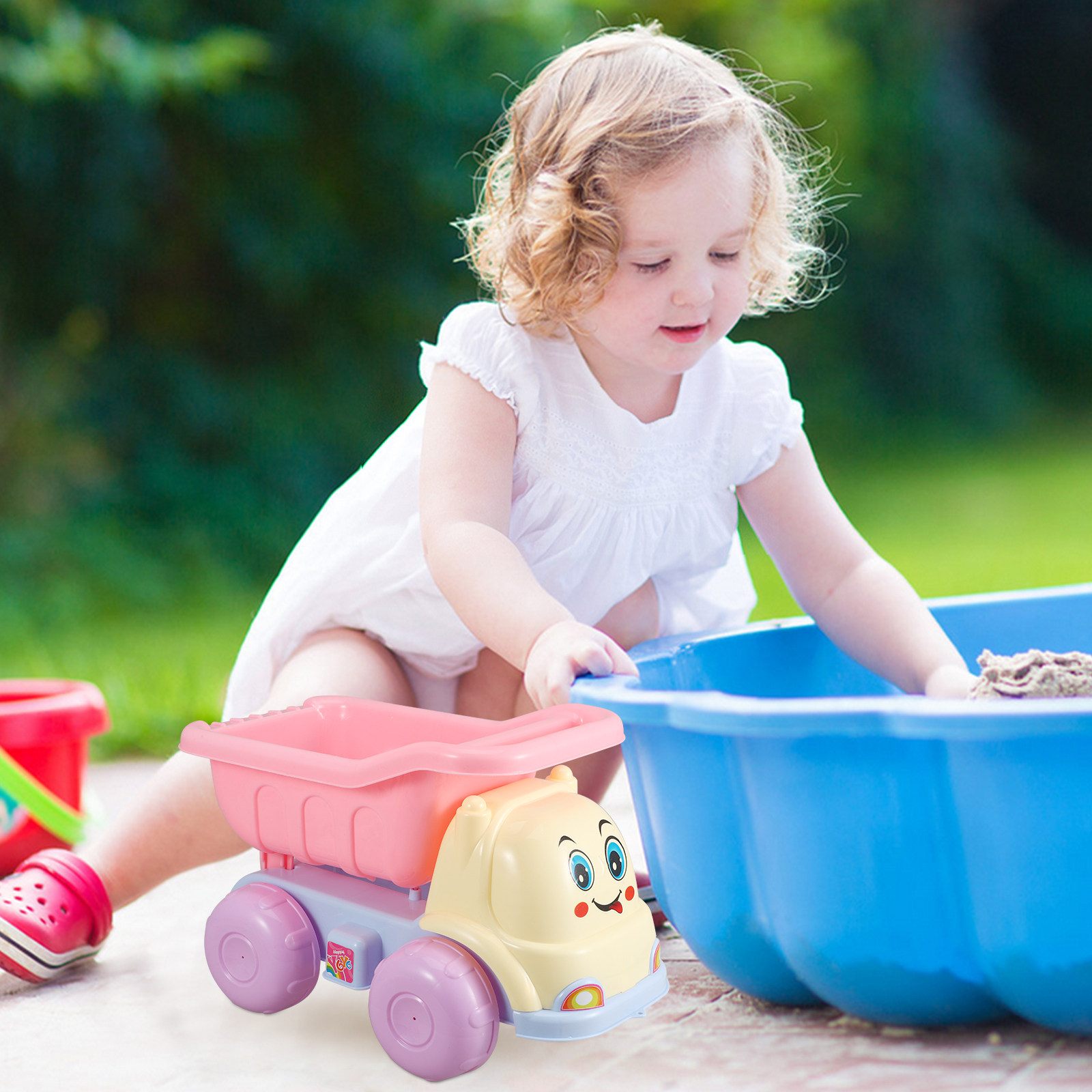 Kids Outdoor Dump Truck - 7Pcs Beach Play Set Premium Plastic