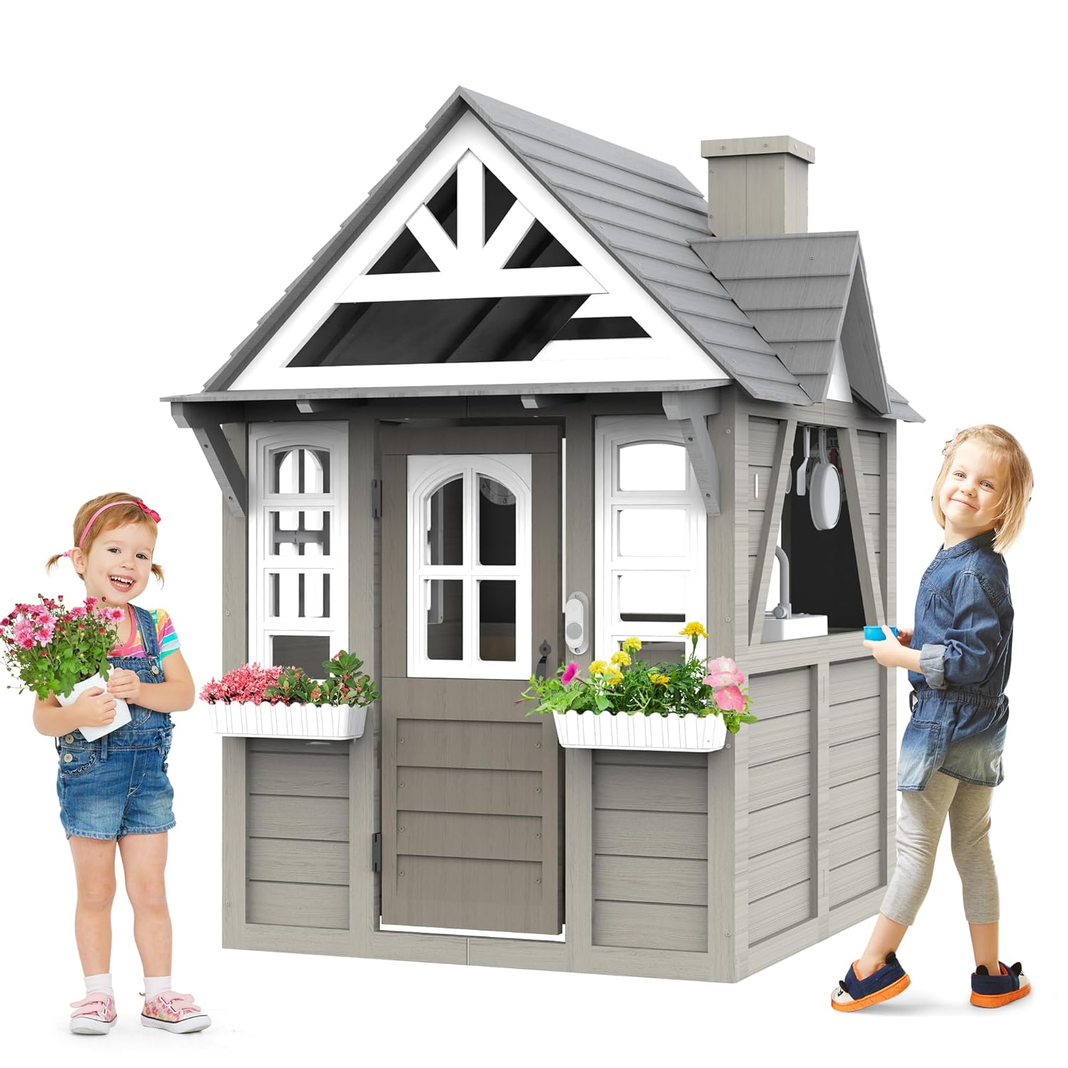 Kids Outdoor Sink - Outdoor Kids Playhouse, All Fir Gray