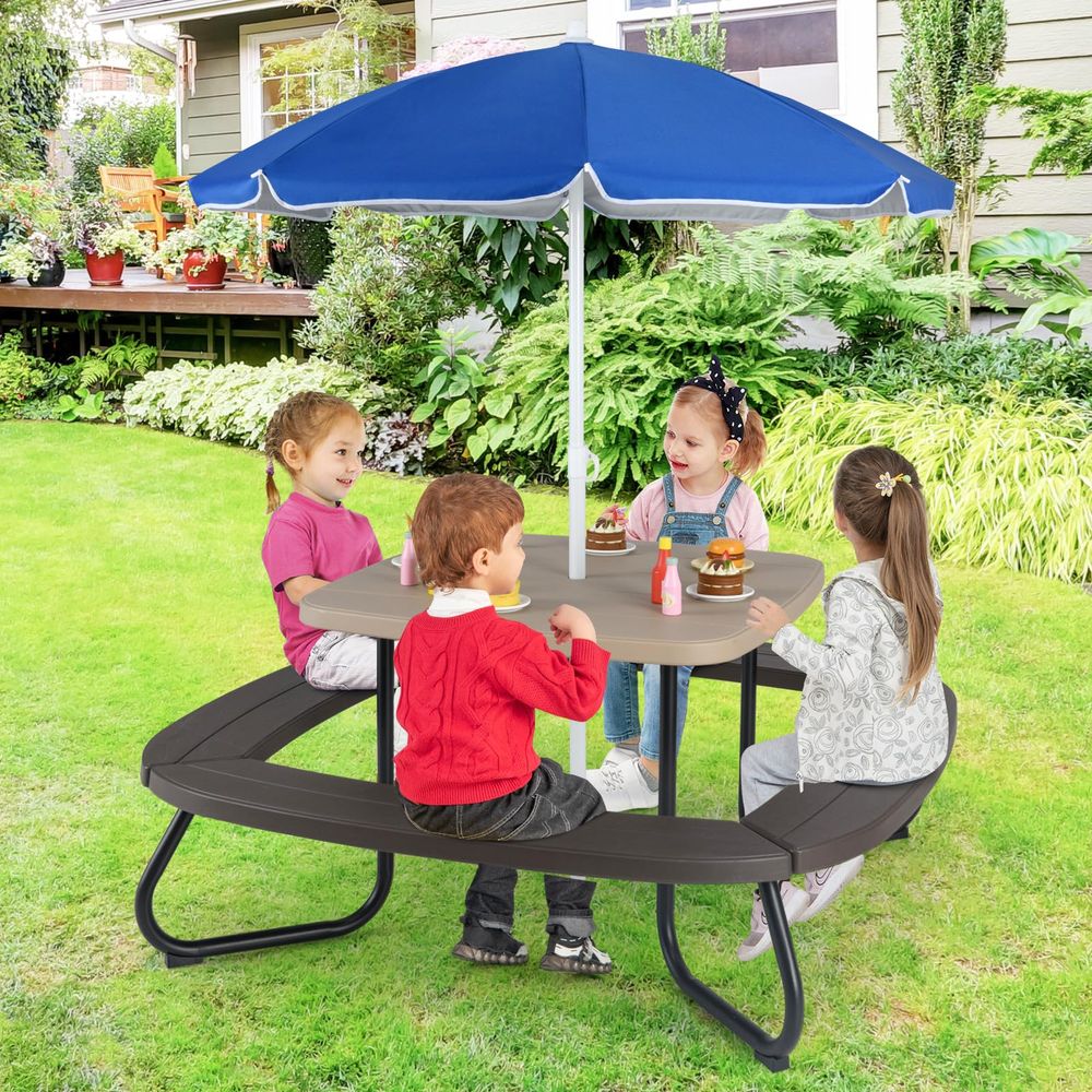 Kids Outdoor Umbrella For Table - Kids Picnic Table, 8 Person Kids