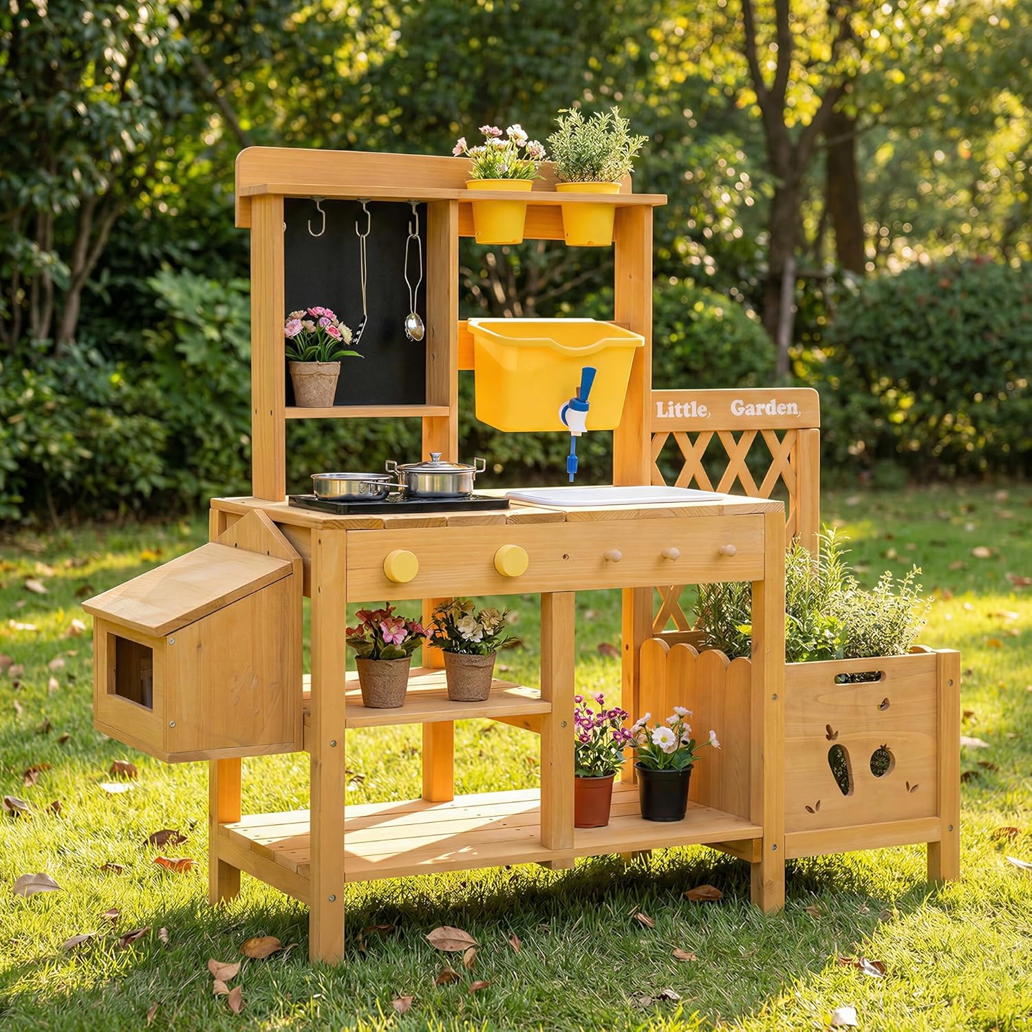 Kids Outdoor Sink - Wooden Mud Kitchen for Kids, Outdoor
