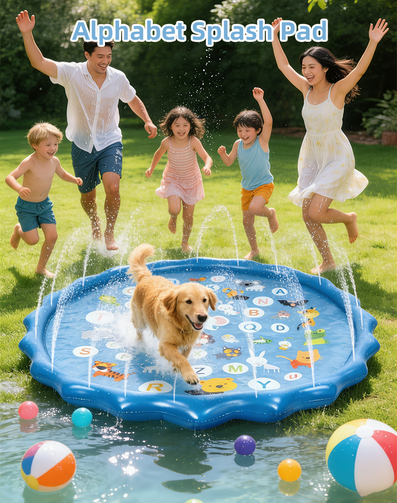 Sprinkler Splash Pad - Alphabet Inflatable Water Sprinkler Pad Kids