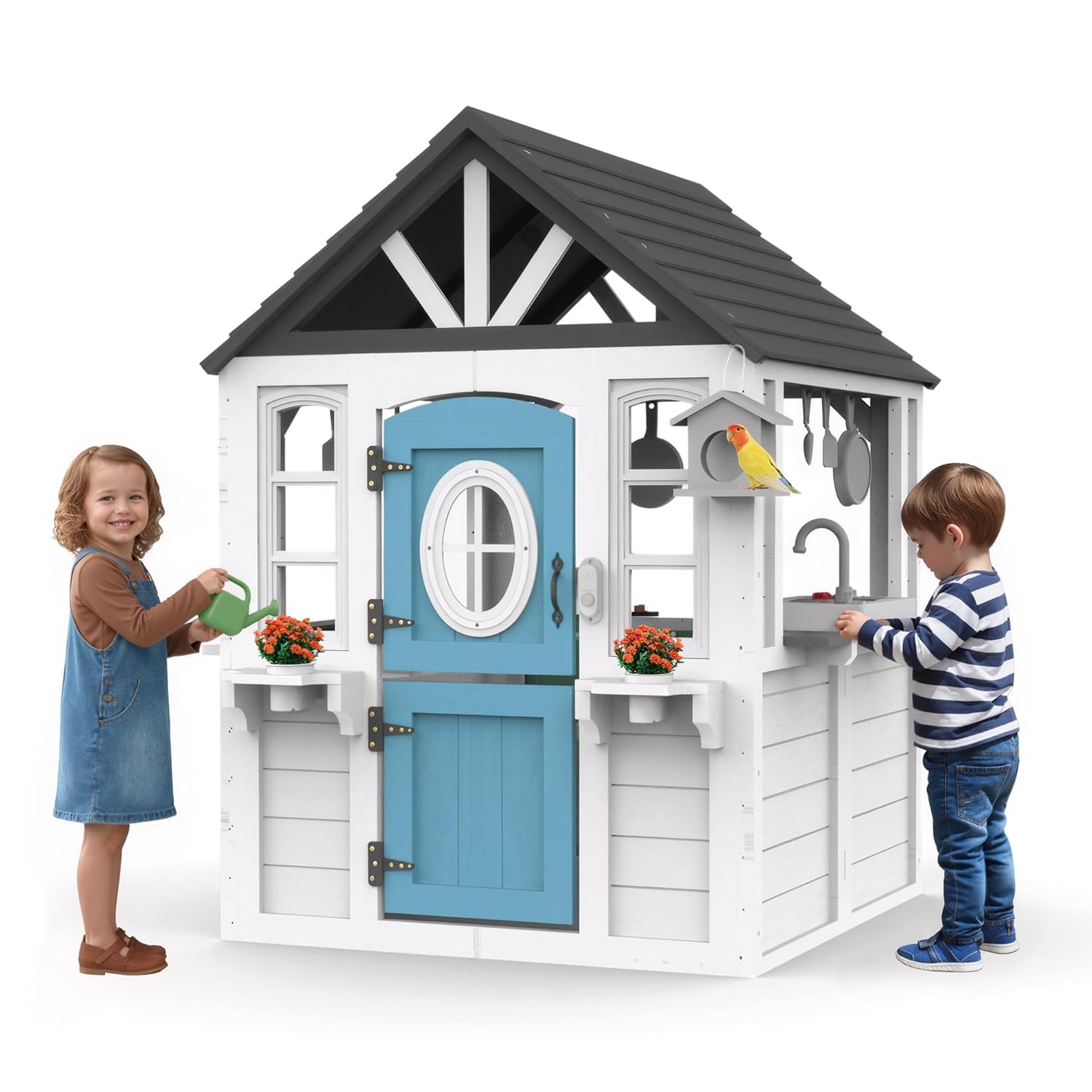 Kids Outdoor Sink - Cedar Wooden Kids Outdoor Playhouse with
