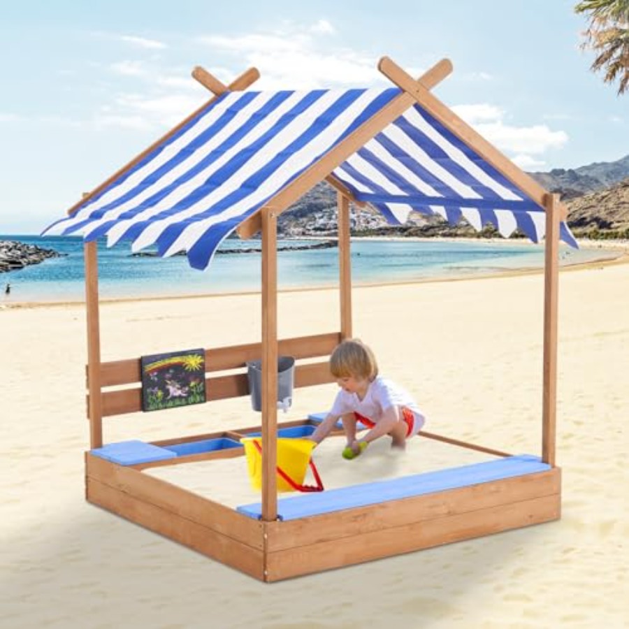 Kids Outdoor Sink - Backyard sandbox with roof for kids