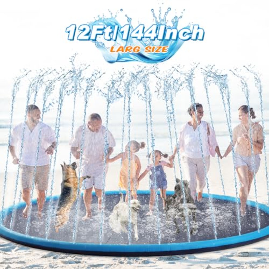 Sprinkler Splash Pad - Lewtemi 12 ft Extra Large Non