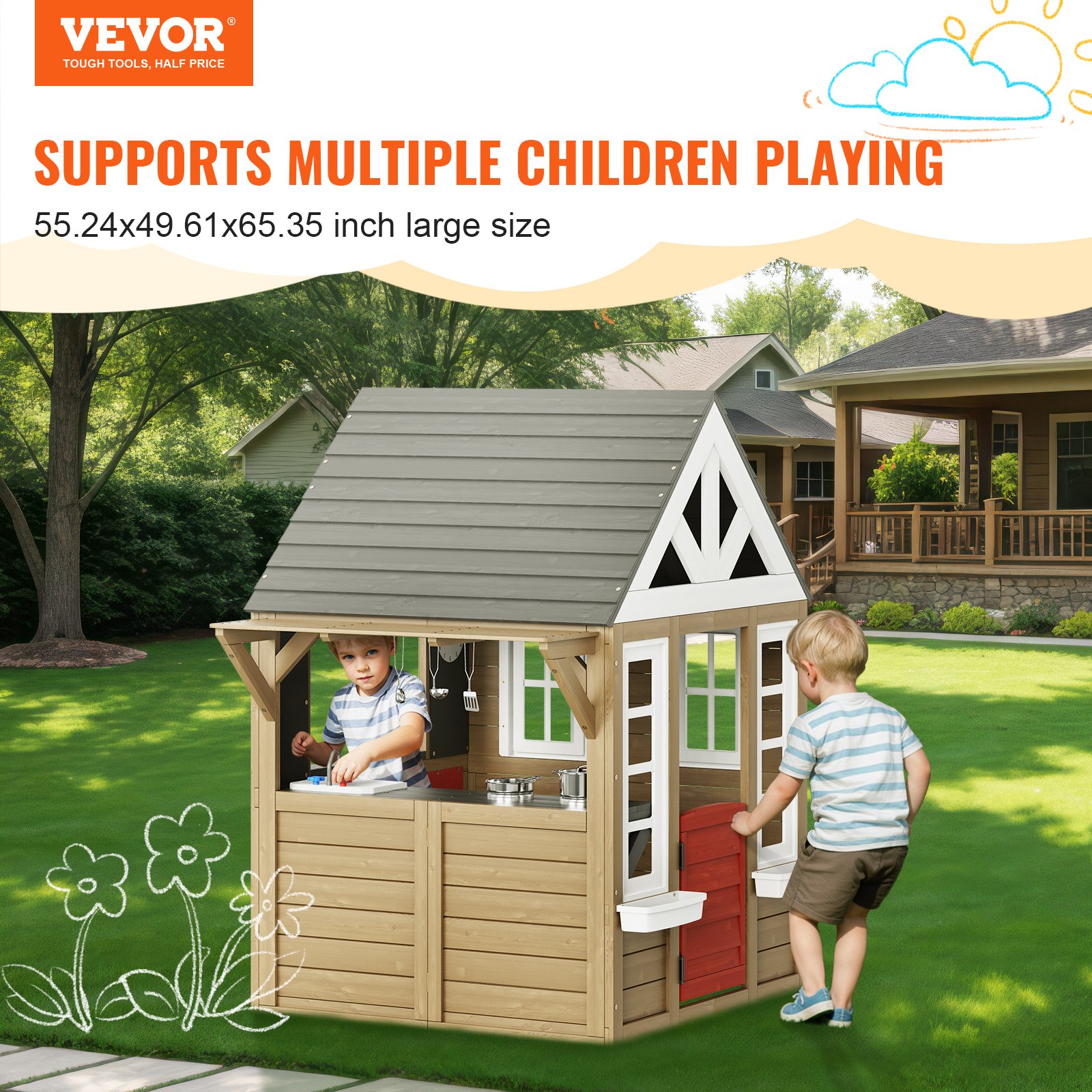 Outdoor Wooden Playhouse Kids  – обзор и цена Kids Outdoor Sink