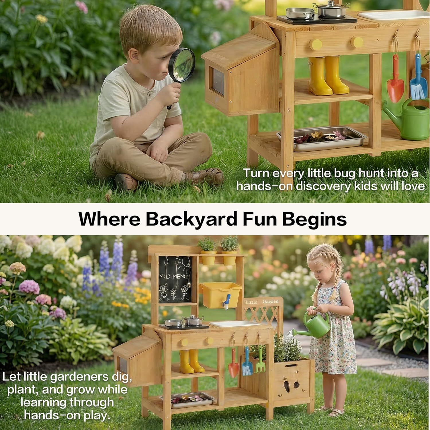 Wooden Mud Kitchen for Kids, O – обзор и цена Kids Outdoor Sink