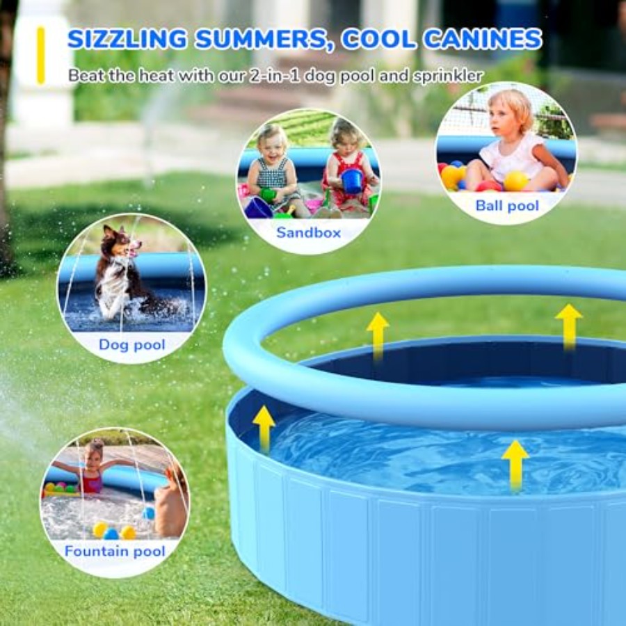 87'' Foldable Dog Pool Sprinkl – обзор и цена Sprinkler Splash Pad