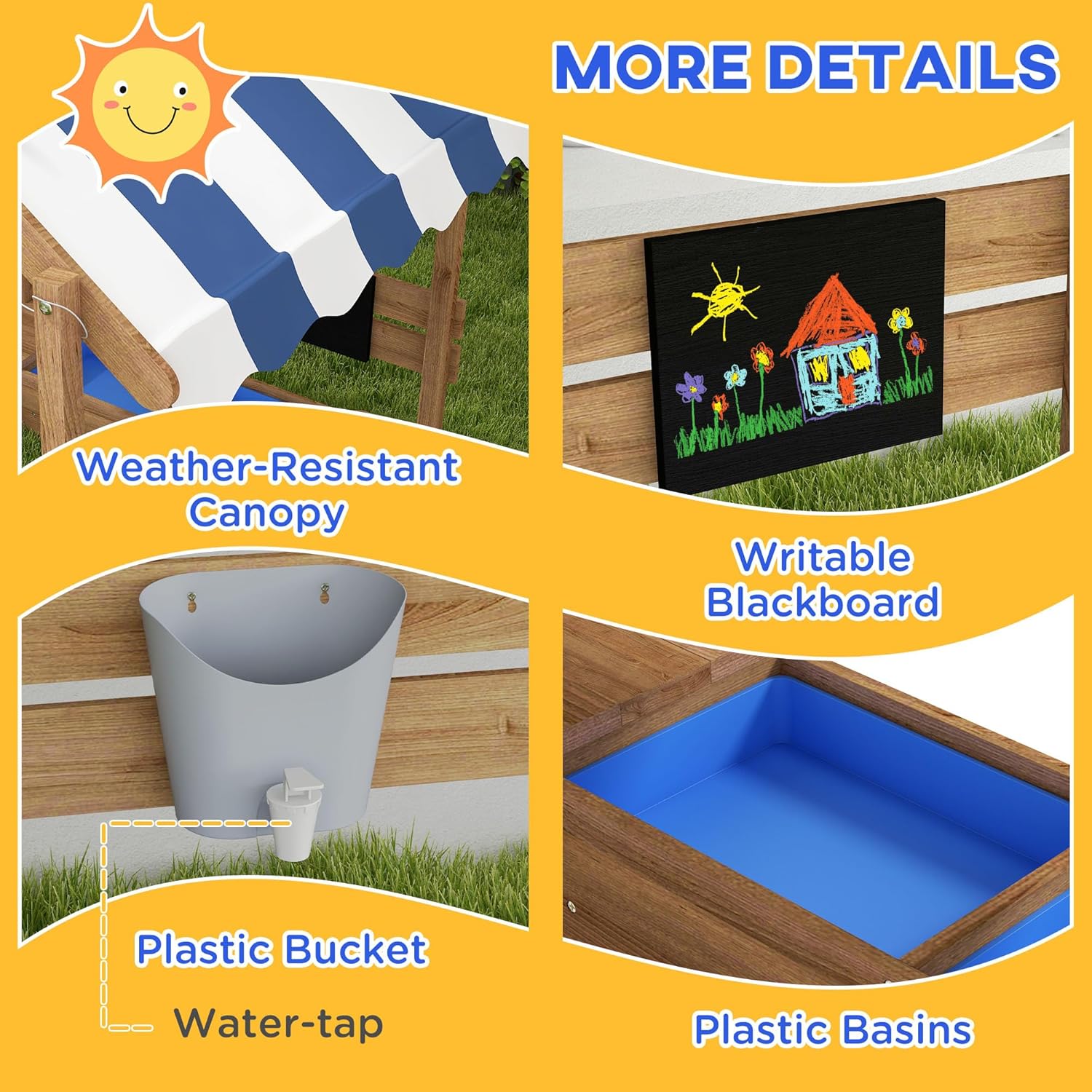 Wooden Sandbox Canopy Kids San – обзор и цена Kids Outdoor Sink