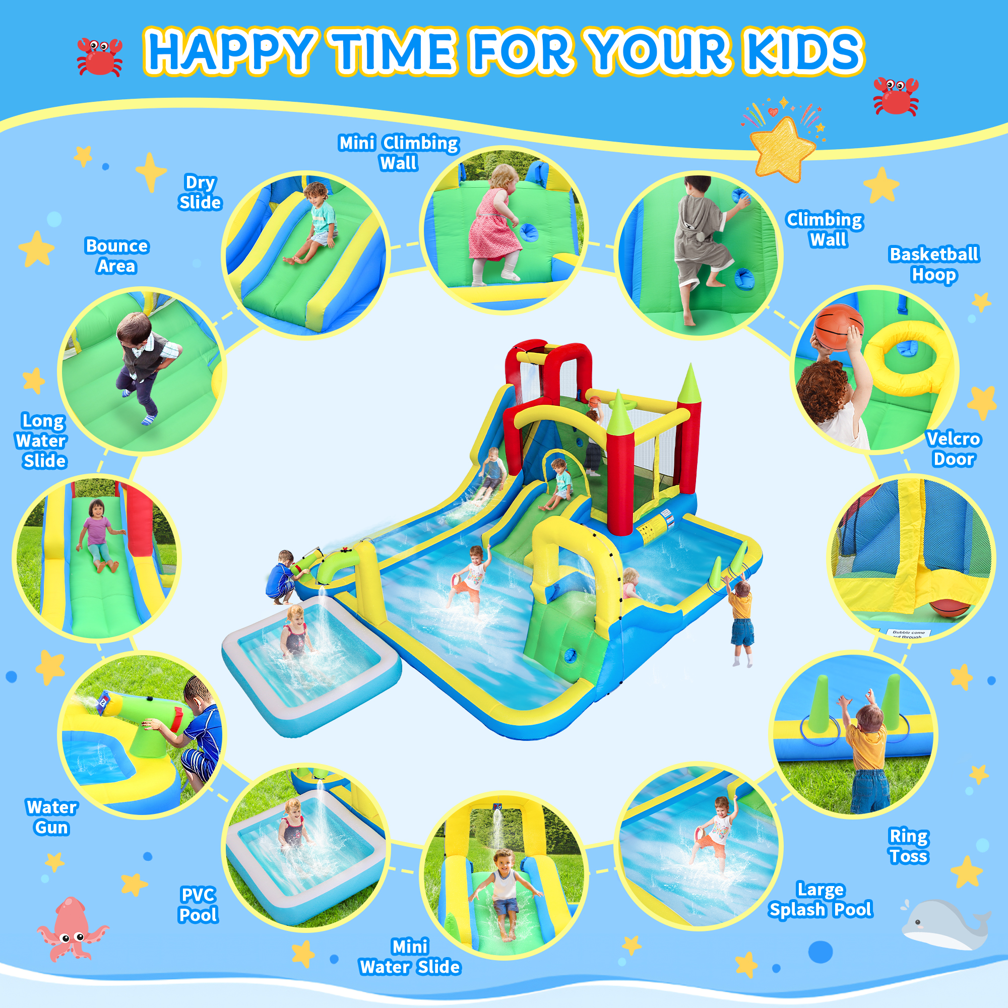 11-in-1 Inflatable Water Slide – обзор и цена Kids Outdoor Water Park