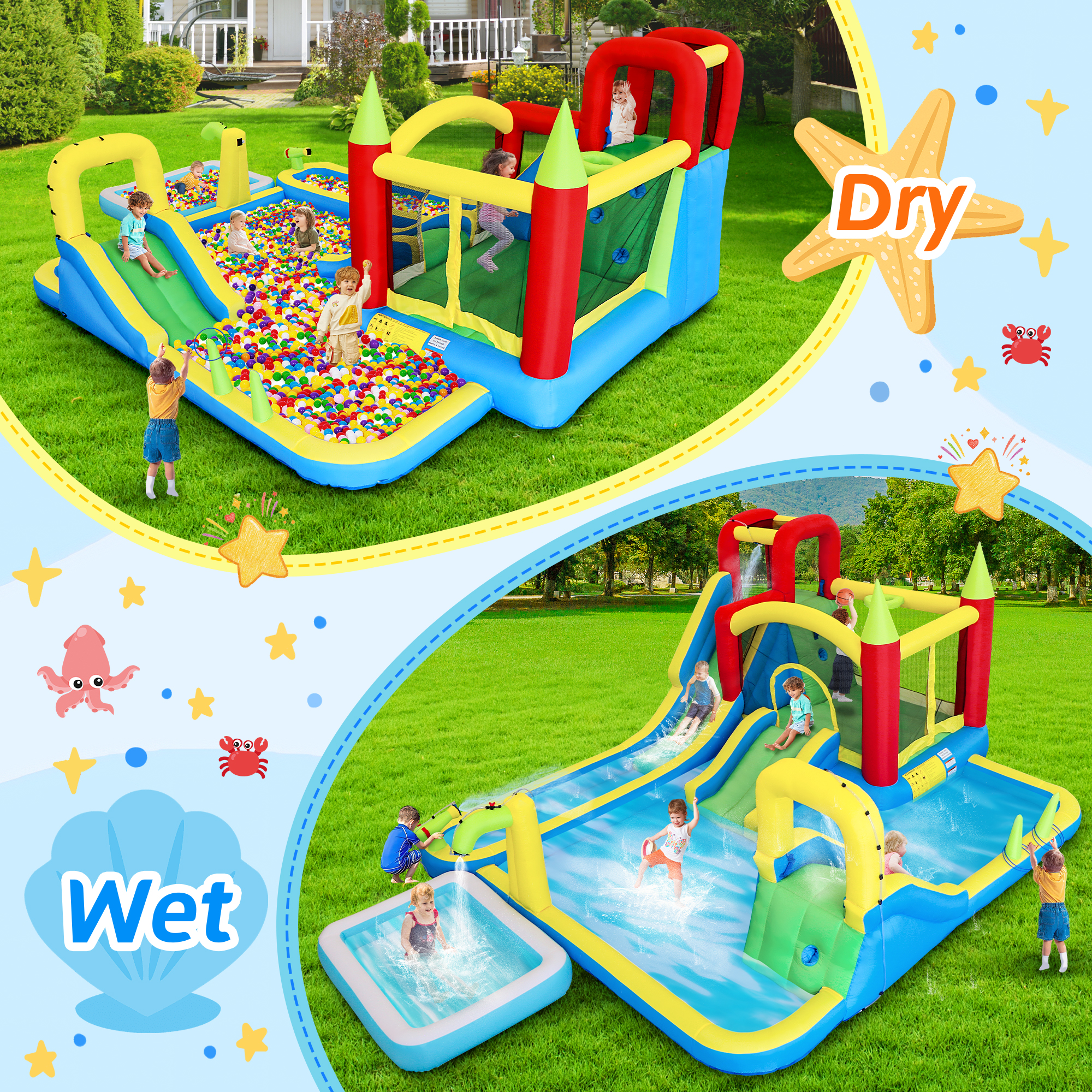 11-in-1 Inflatable Water Slide – обзор и цена Kids Outdoor Water Park