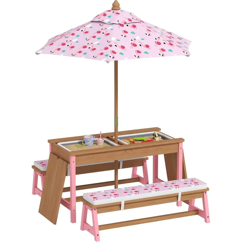 Wooden Picnic Table Set with U – обзор и цена Kids Outdoor Umbrella For Table