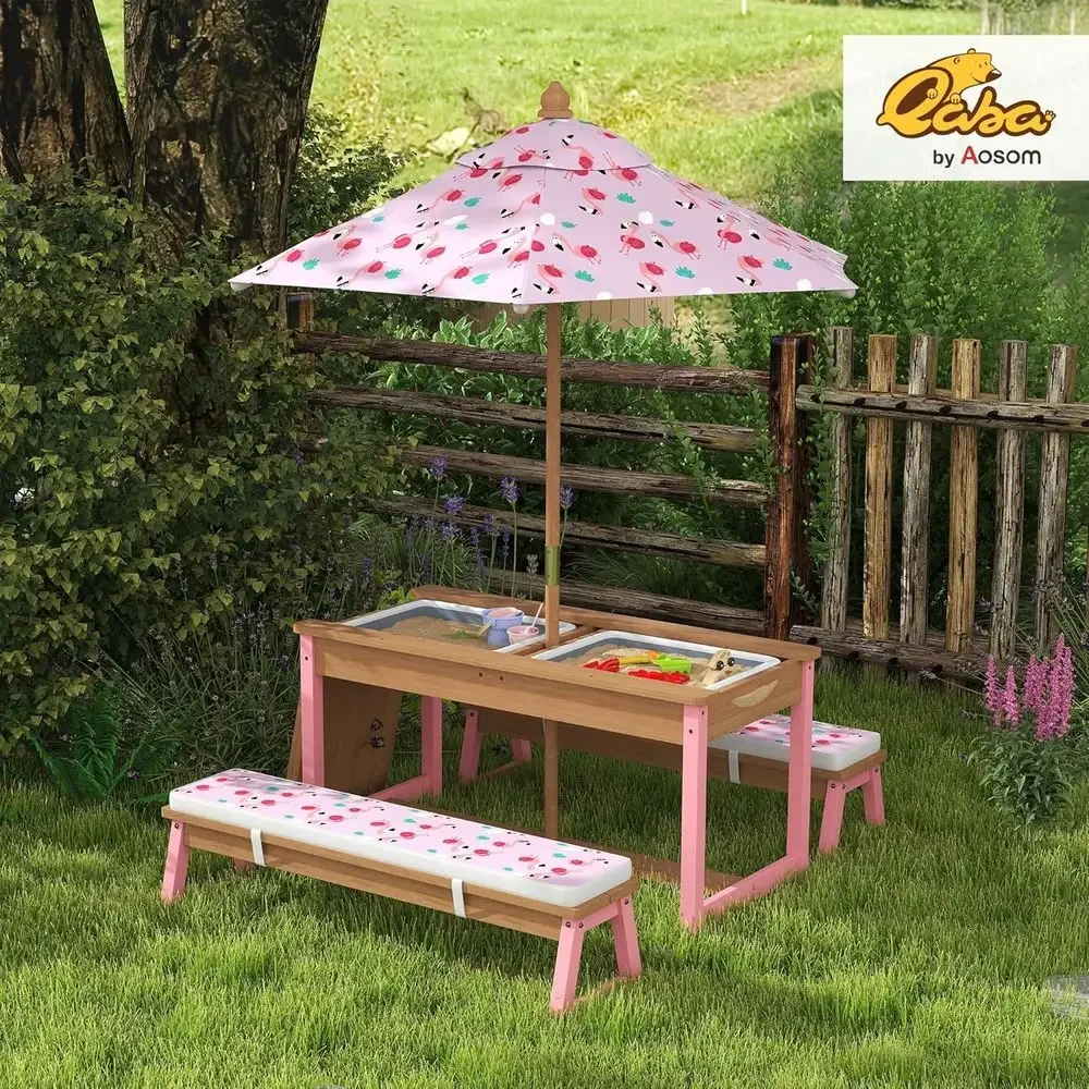 Wooden Picnic Table Set with U – обзор и цена Kids Outdoor Umbrella For Table