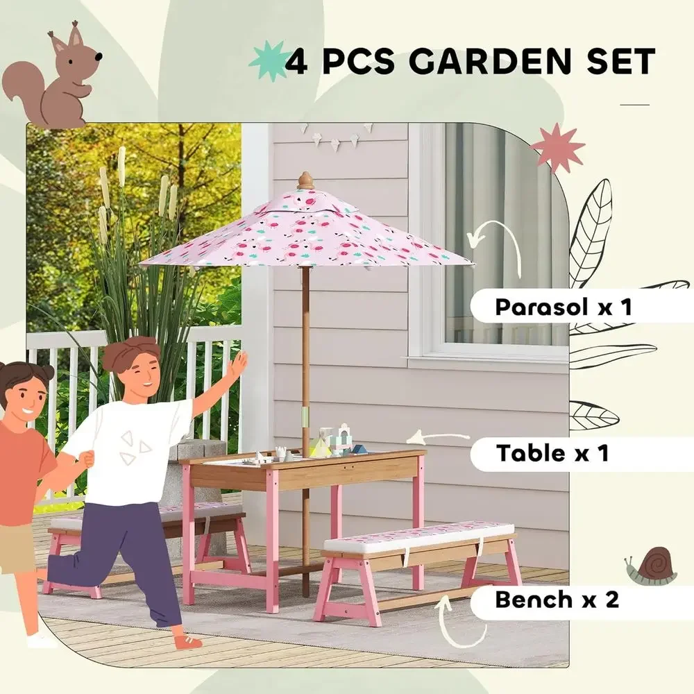 Wooden Picnic Table Set with U – обзор и цена Kids Outdoor Umbrella For Table