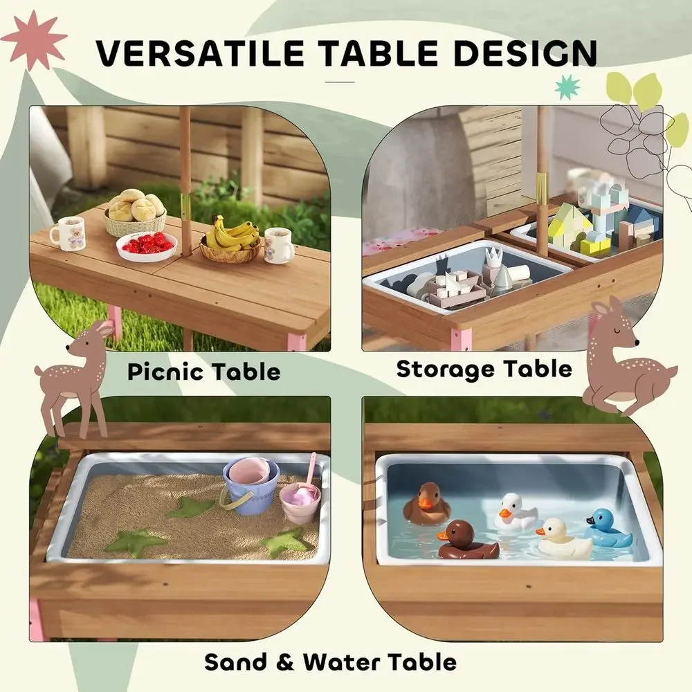 Wooden Picnic Table Set with U – обзор и цена Kids Outdoor Umbrella For Table