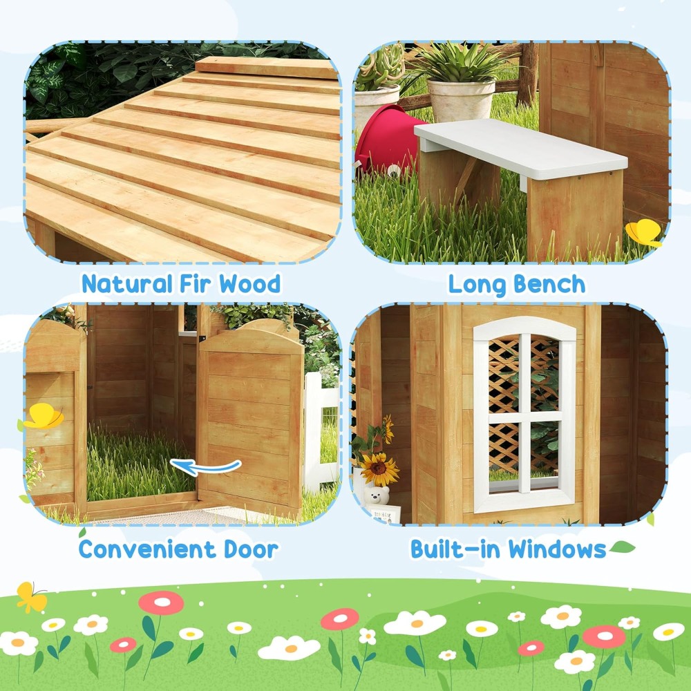 Outdoor Playhouse for Wooden C – обзор и цена Kids Outdoor Playhouse