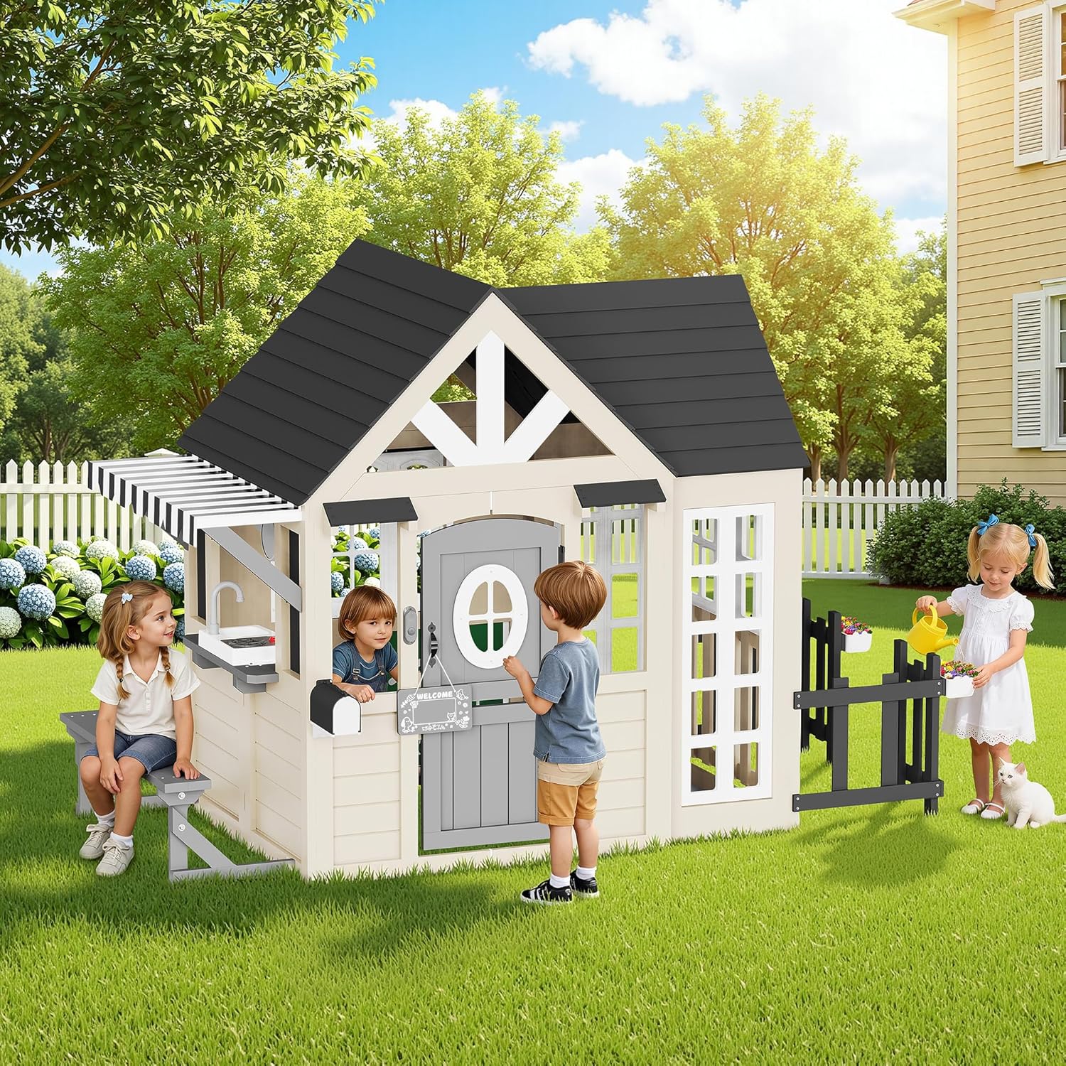 Wooden Outdoor Playhouse Kitch – обзор и цена Kids Outdoor Playhouse