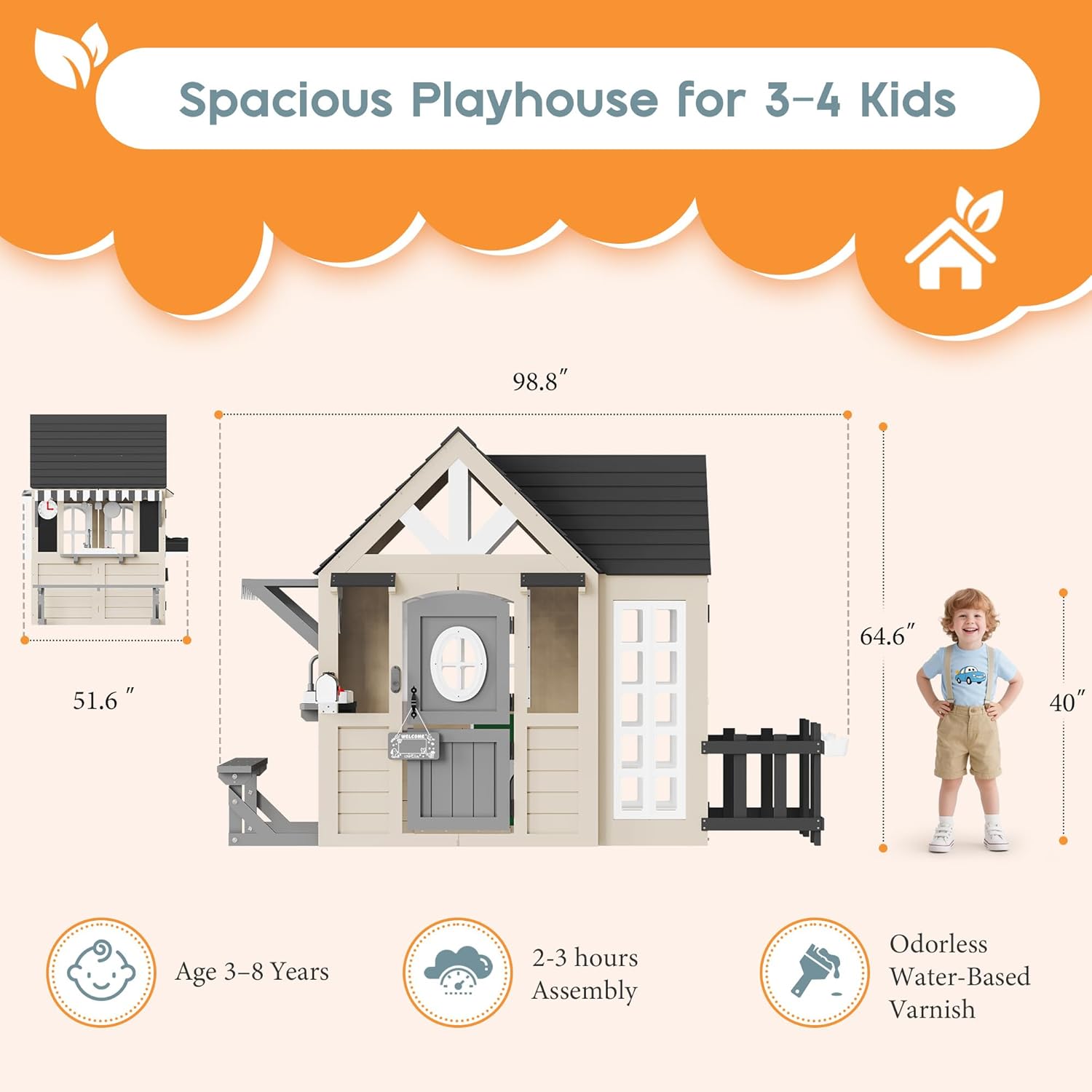 Wooden Outdoor Playhouse Kitch – обзор и цена Kids Outdoor Playhouse