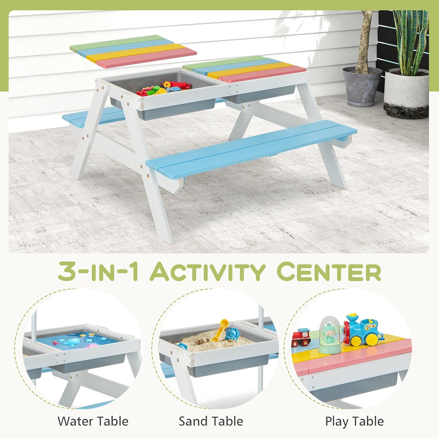 Kids Picnic Table, 4 in 1 Outd – обзор и цена Kids Outdoor Umbrella For Table