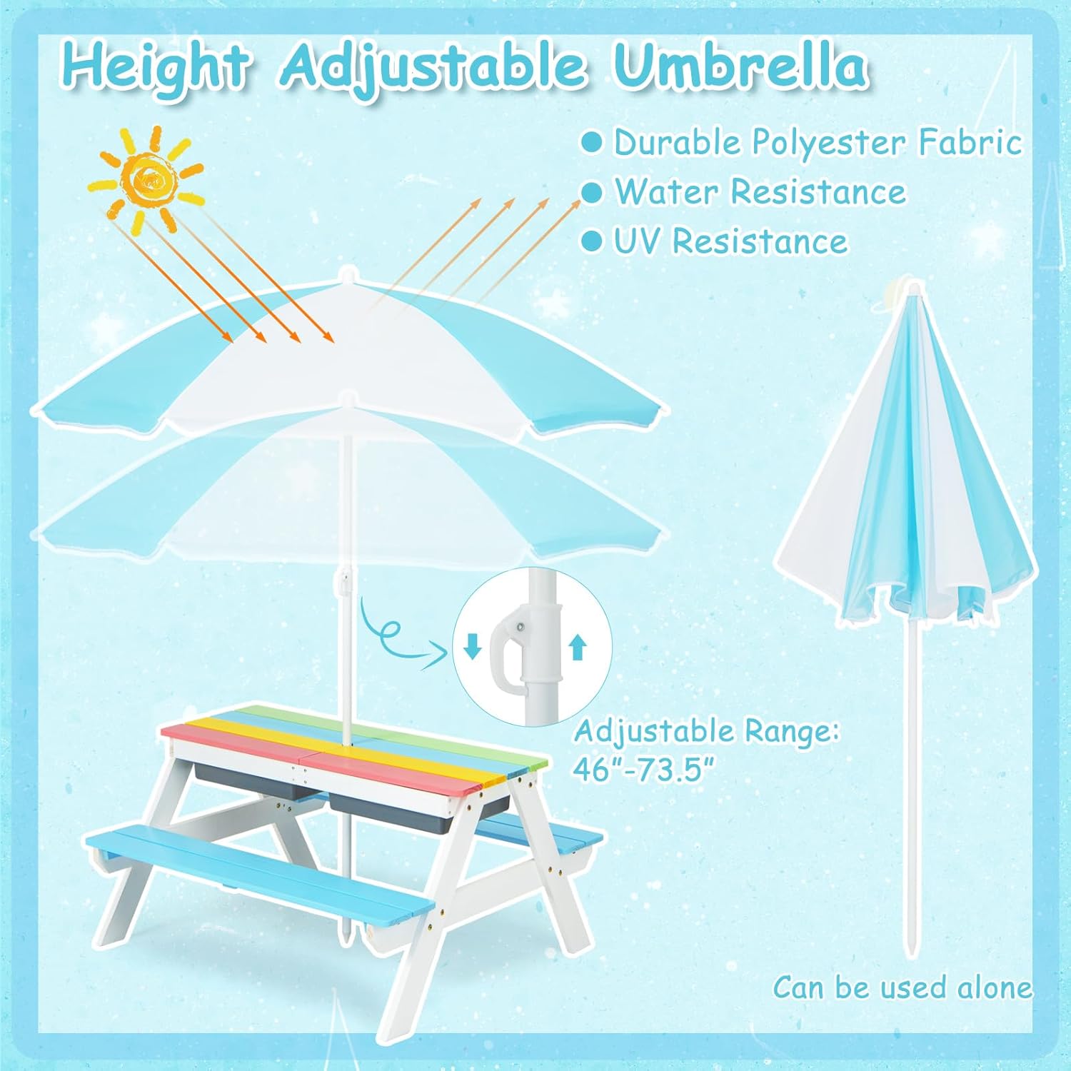Kids Picnic Table, 4 in 1 Outd – обзор и цена Kids Outdoor Umbrella For Table