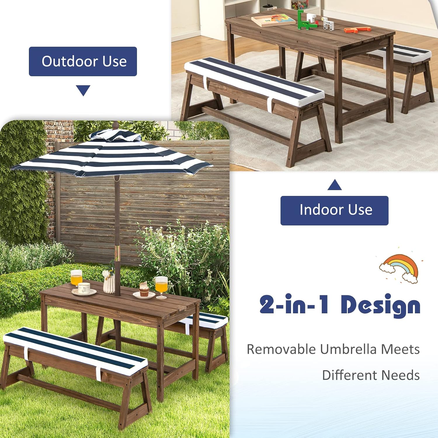 Height Adjustable Wooden Kids  – обзор и цена Kids Outdoor Umbrella For Table