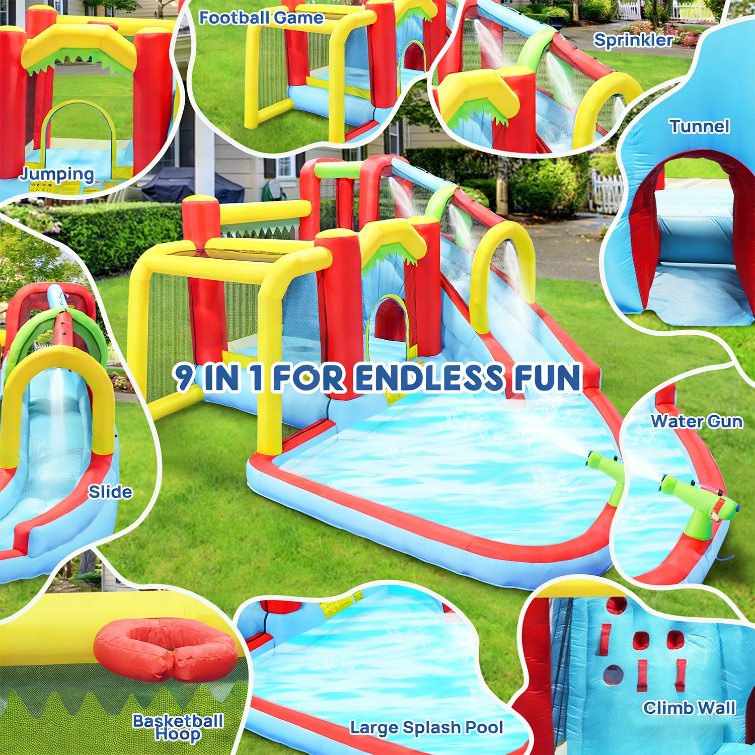 7in1 Inflatable Water Slide Pa – обзор и цена Kids Outdoor Water Park