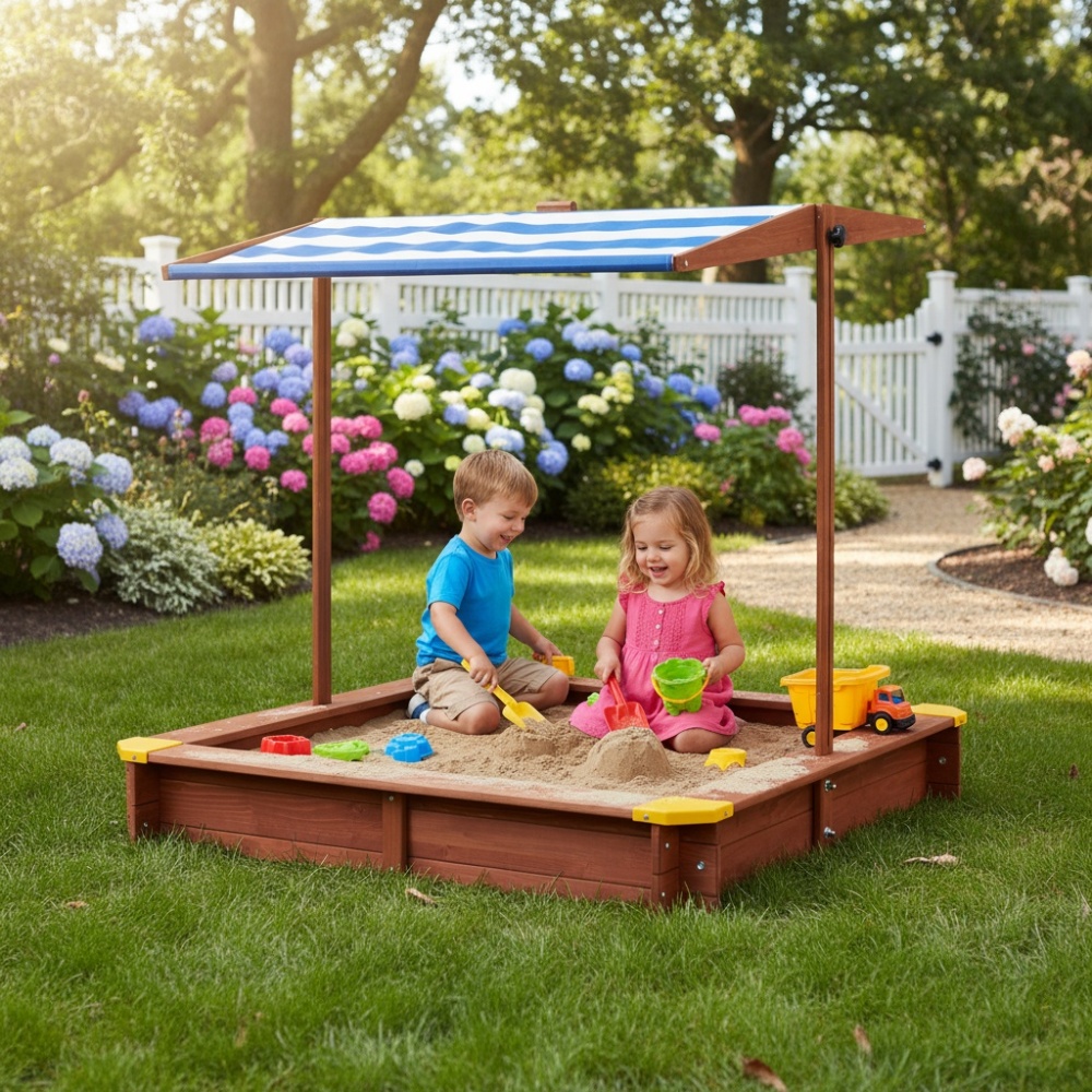Wooden Kids Picnic Table, Sand – обзор и цена Kids Outdoor Umbrella For Table