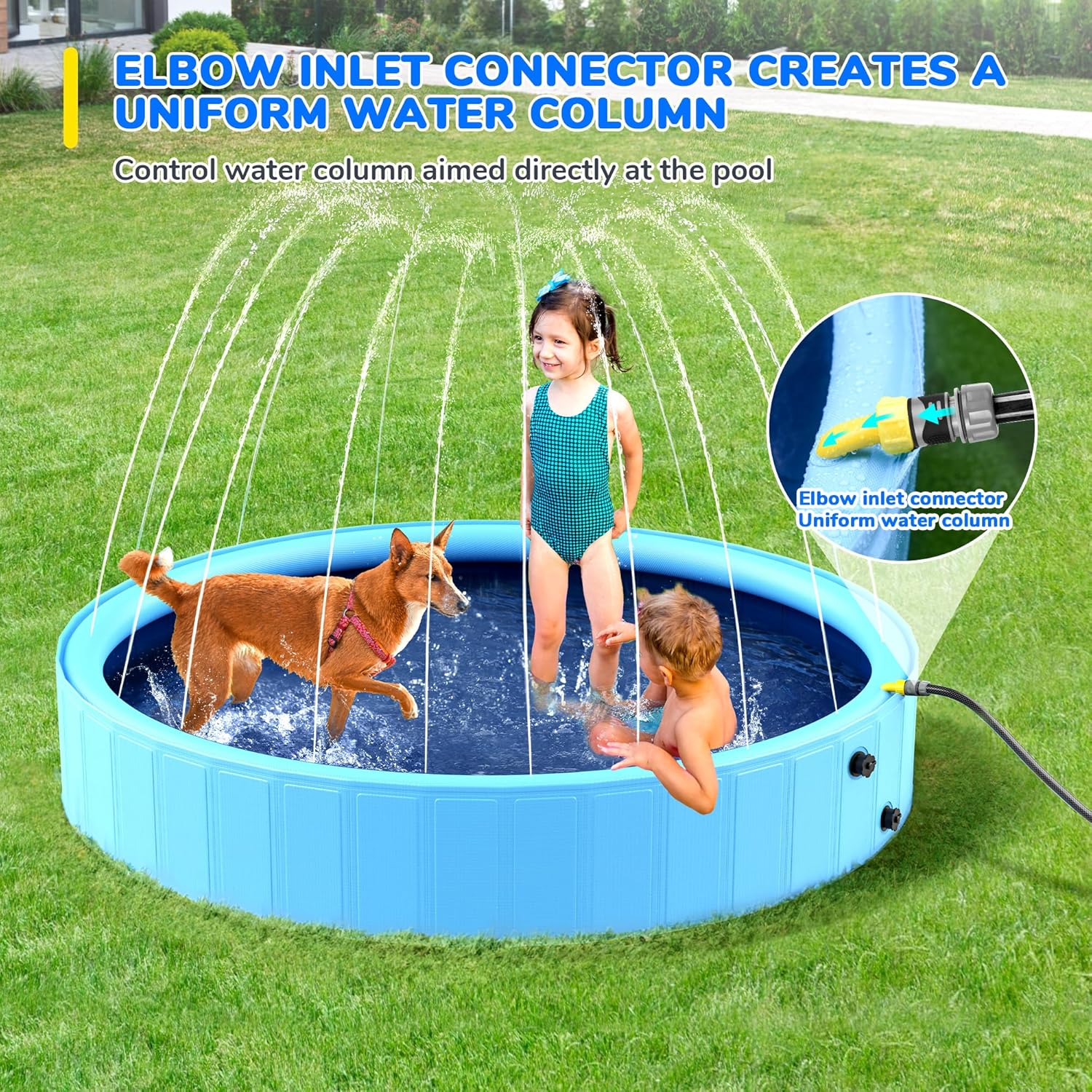 71'' Foldable Dog Pool with Sp – обзор и цена Sprinkler Splash Pad