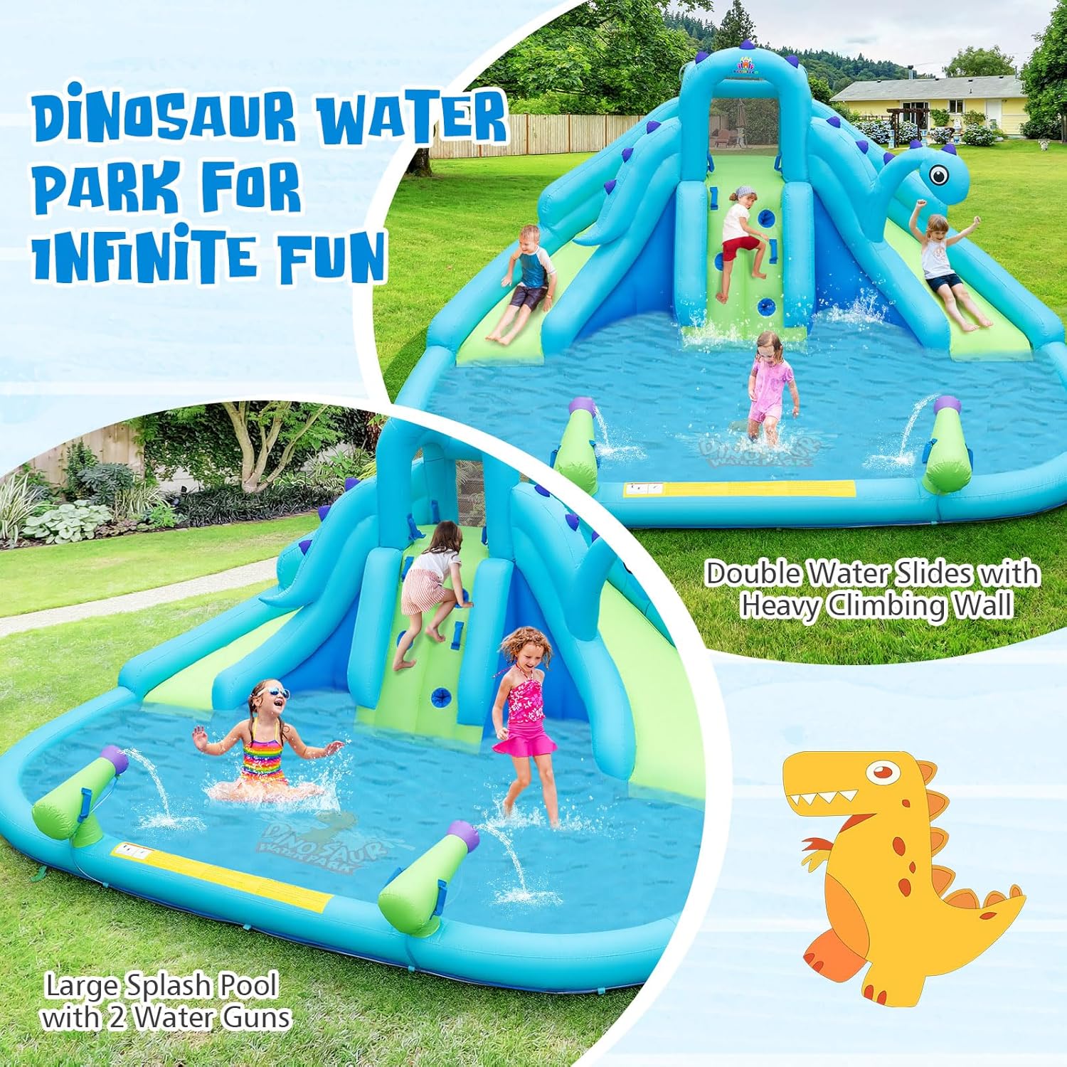 Inflatable Water Slide, Dinosa – обзор и цена Kids Outdoor Water Park