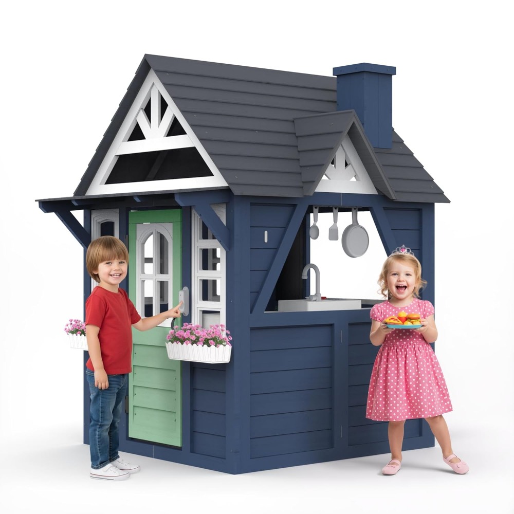 Playhouse Outdoor,Wooden Play  – обзор и цена Kids Outdoor Playhouse