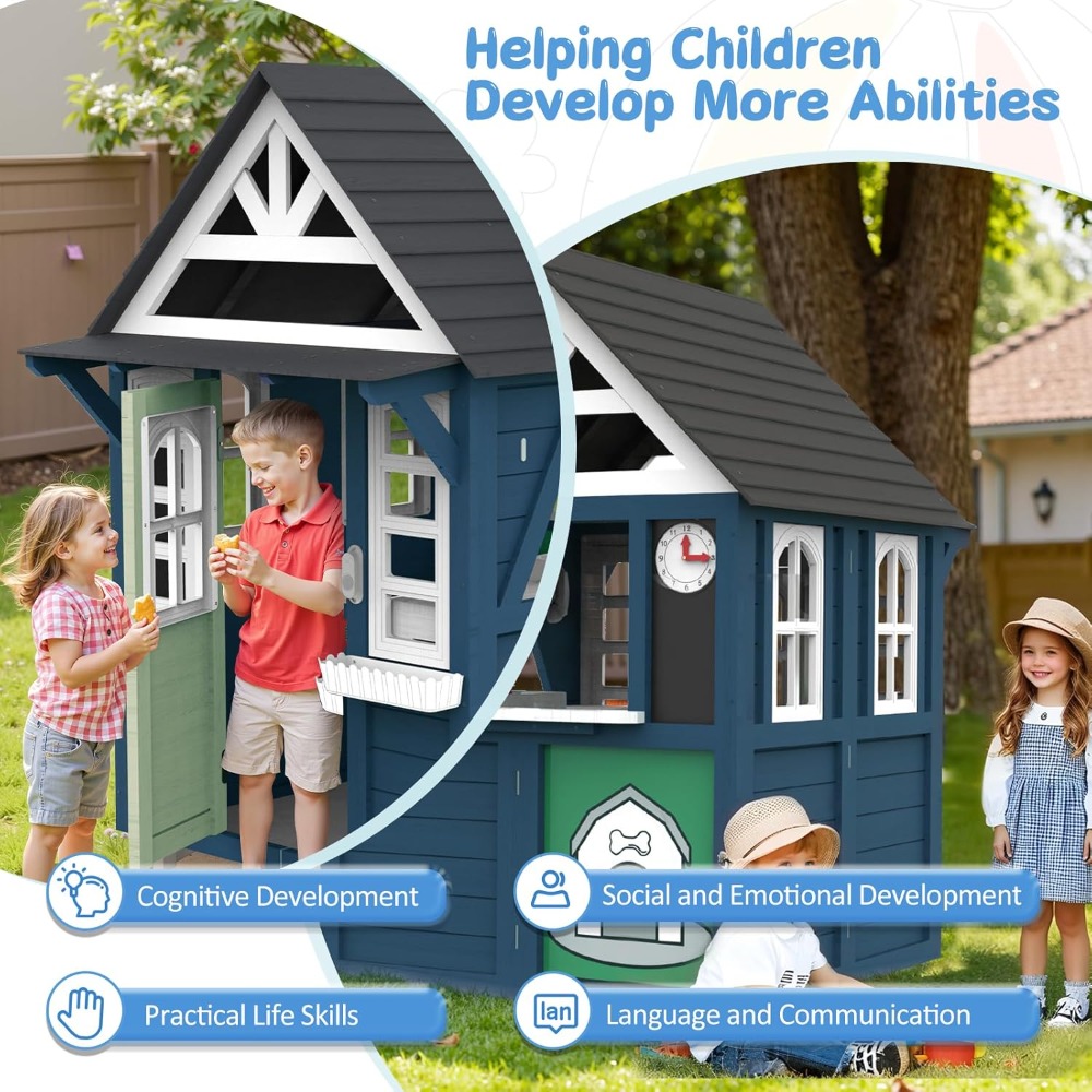 Playhouse Outdoor,Wooden Play  – обзор и цена Kids Outdoor Playhouse