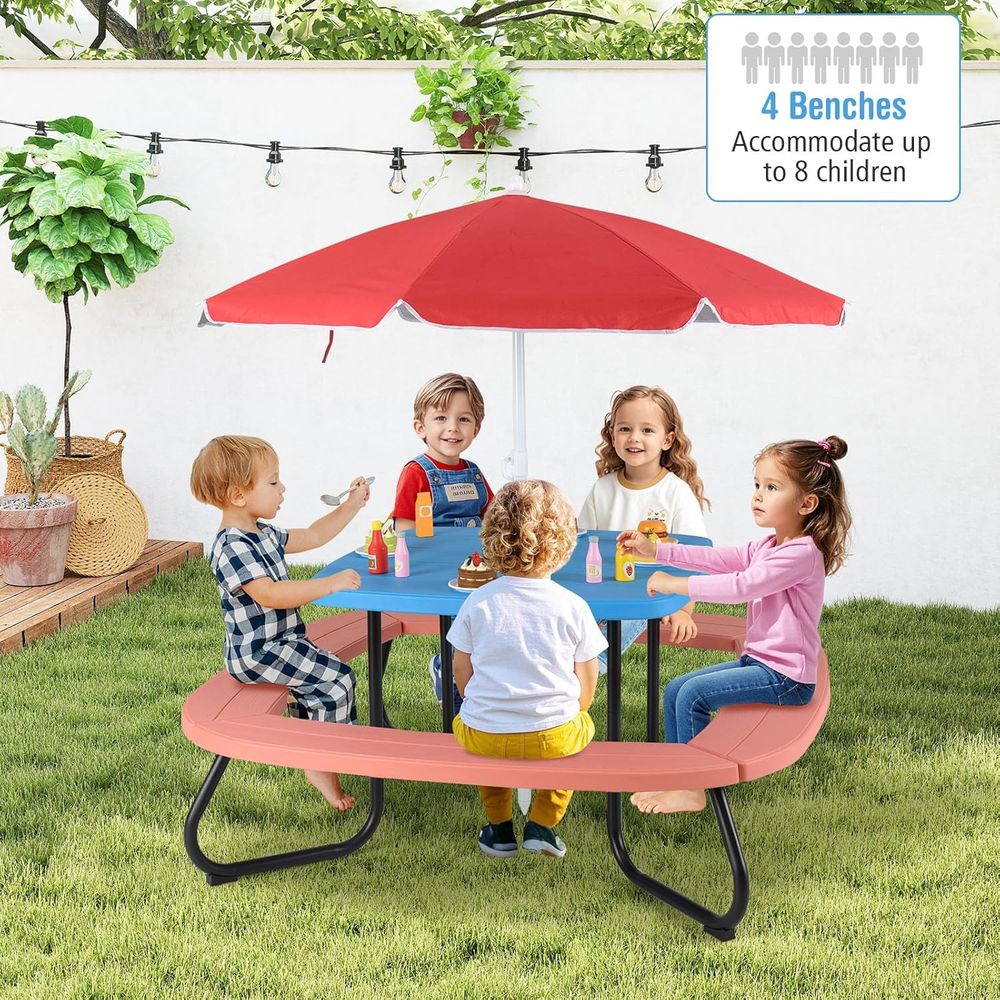 Kids Picnic Table, 8 Person To – обзор и цена Kids Outdoor Umbrella For Table