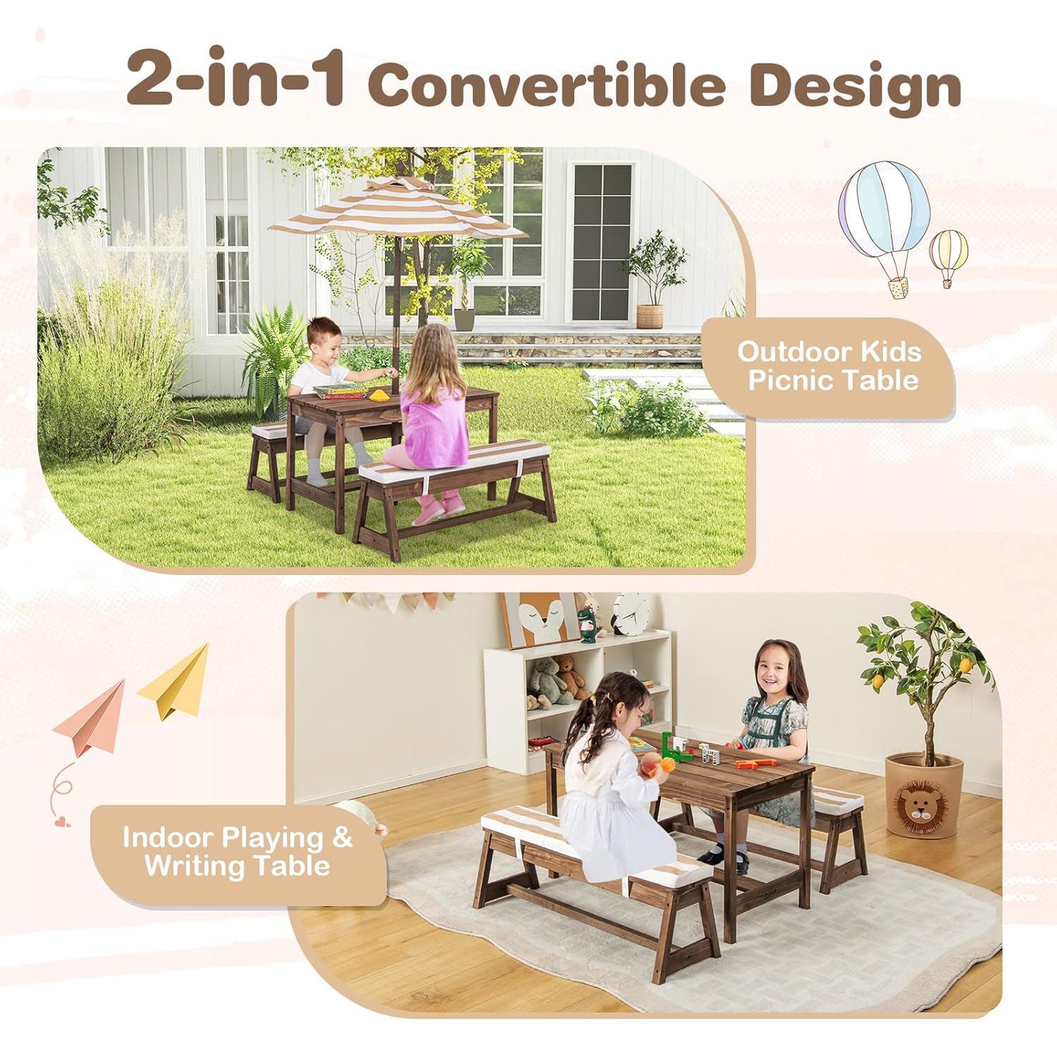 Kids Picnic Table, Outdoor Woo – обзор и цена Kids Outdoor Umbrella For Table