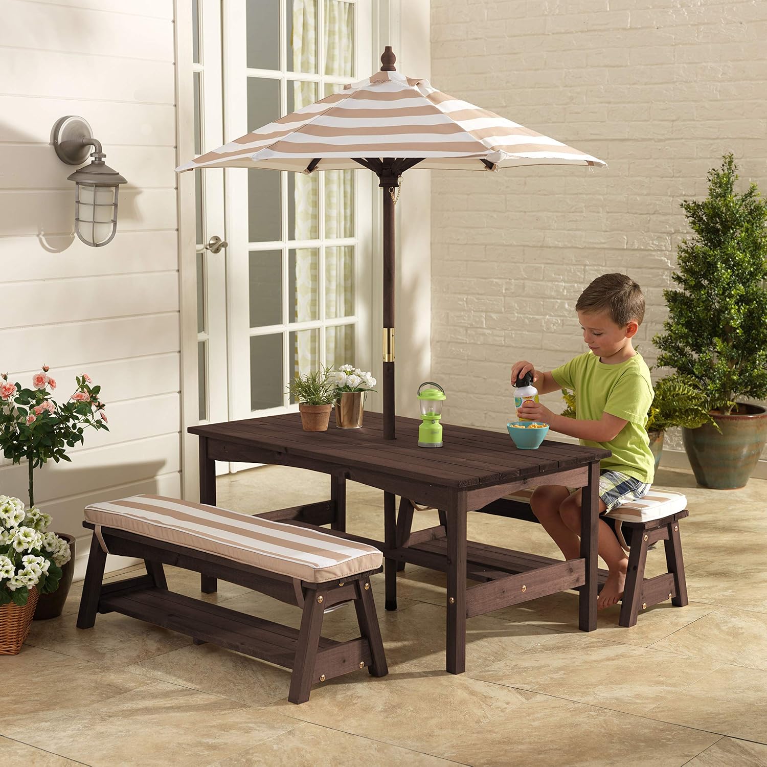 Outdoor Wooden Table & Bench S – обзор и цена Kids Outdoor Umbrella For Table