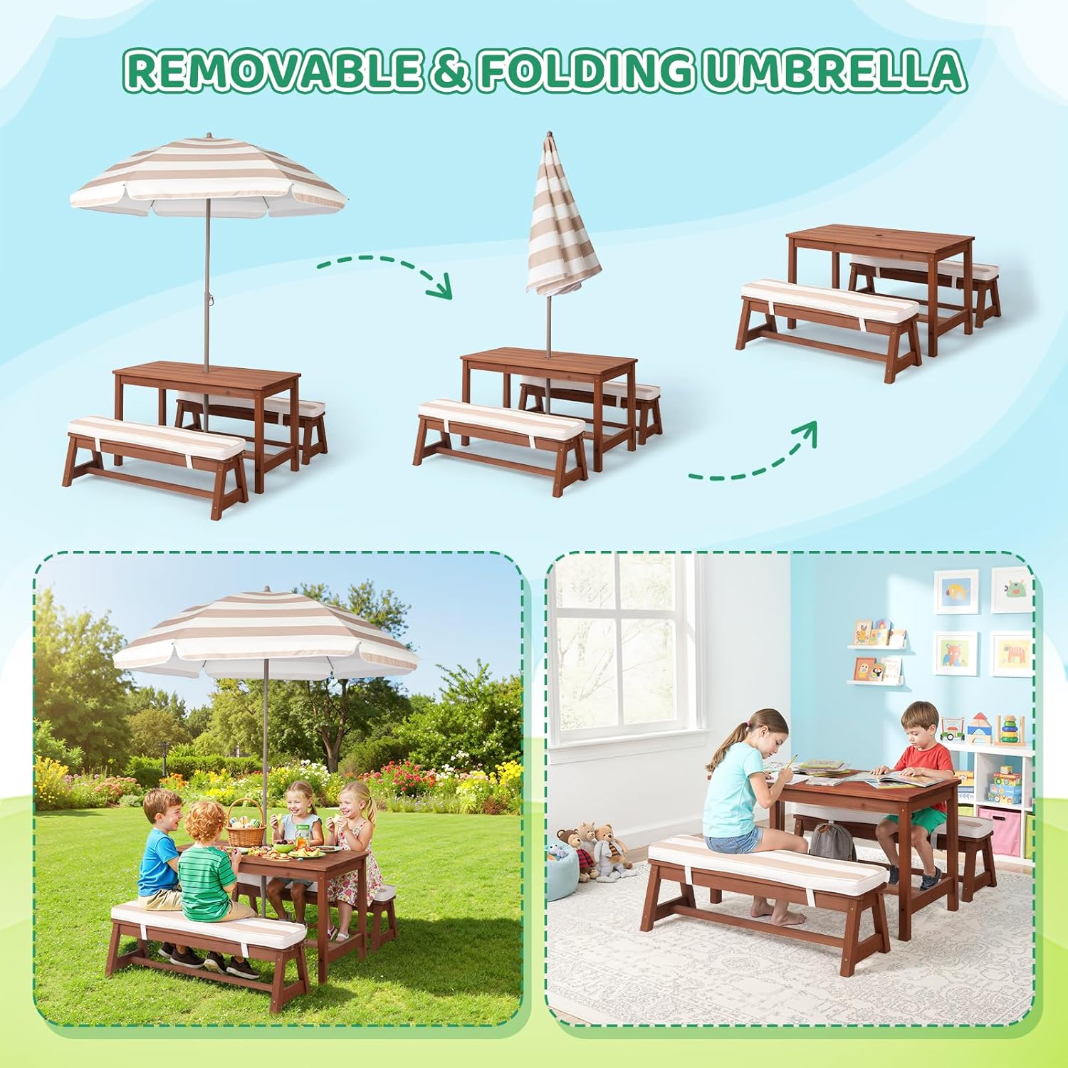 Kids Picnic Table Outdoor Wood – обзор и цена Kids Outdoor Umbrella For Table