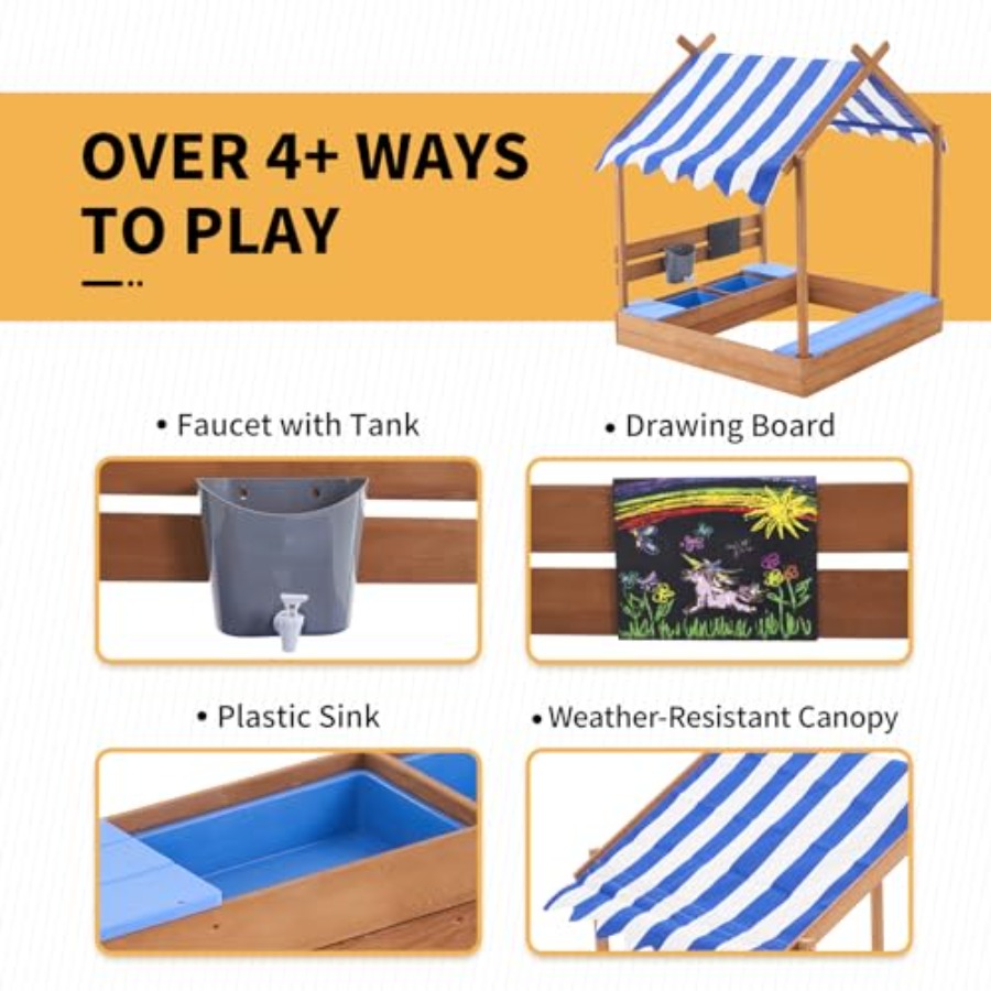 Backyard sandbox with roof for – обзор и цена Kids Outdoor Sink