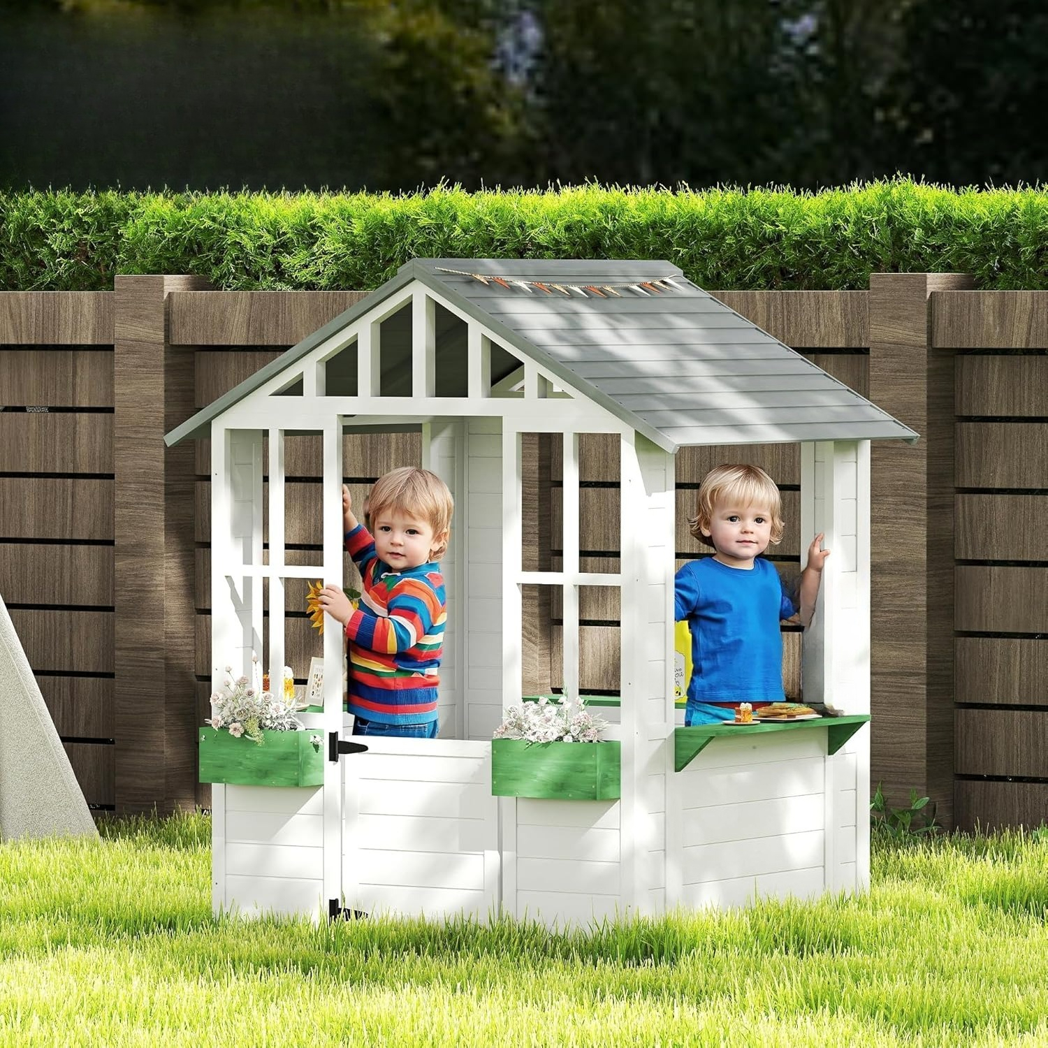 Wooden Outdoor Kids Playhouse  – обзор и цена Kids Outdoor Playhouse